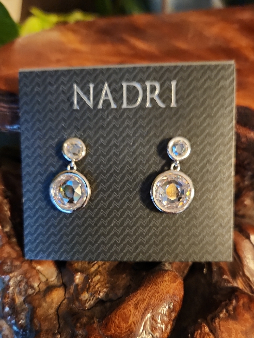 Nadri Silver Clear Crystal Double Drop Earrings NWT
